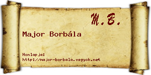 Major Borbála névjegykártya